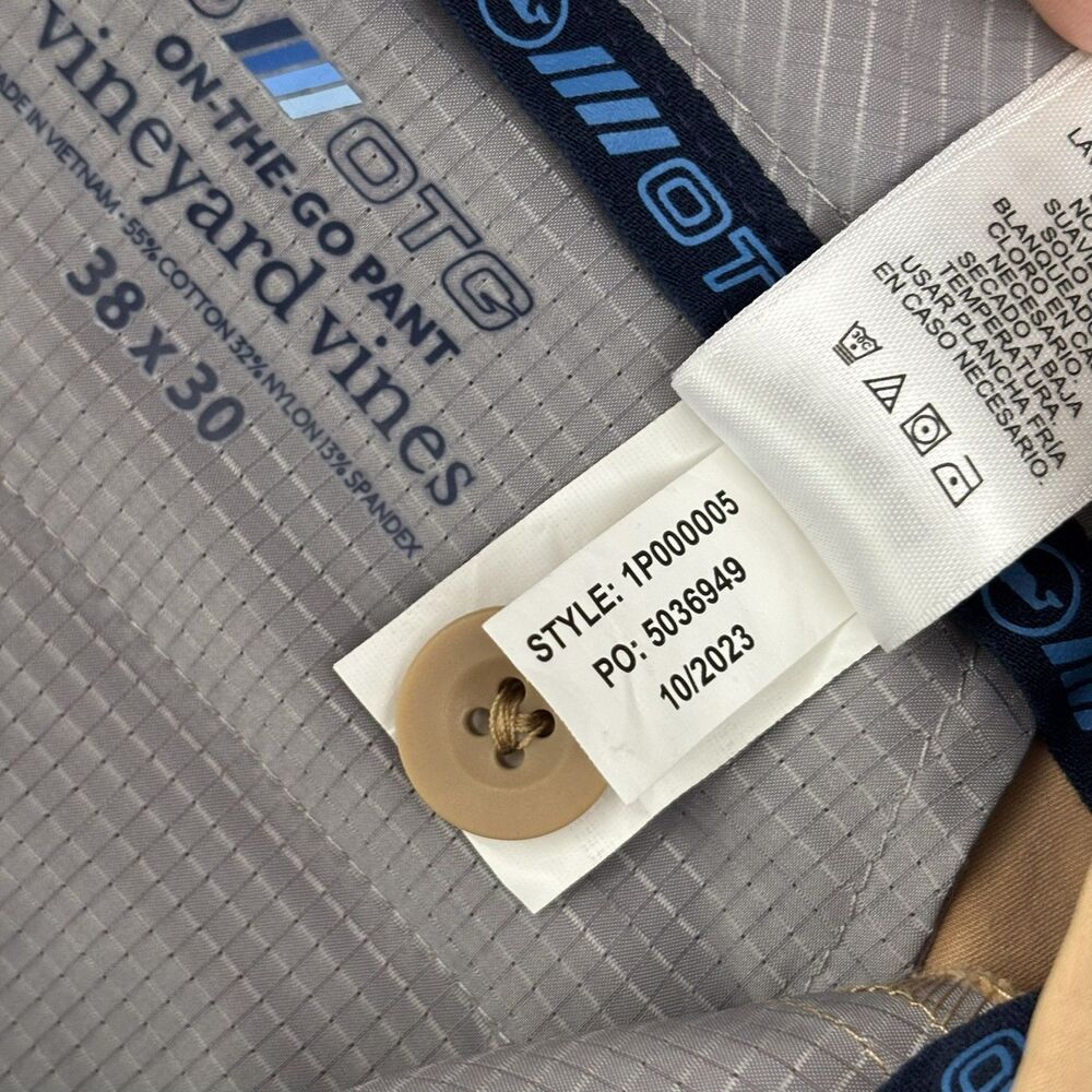 Vineyard Vines Pants Mens 38 Beige On The Go Performance Slim OTG Chino 38x30 - Picture 8 of 10